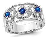 1/2 Carat (ctw) Natural Blue Sapphire Ring in 14K White Gold with Diamonds